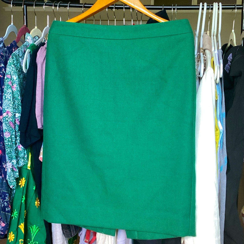 J. Crew Emerald Green Pencil Skirt - Picture 2 of 4